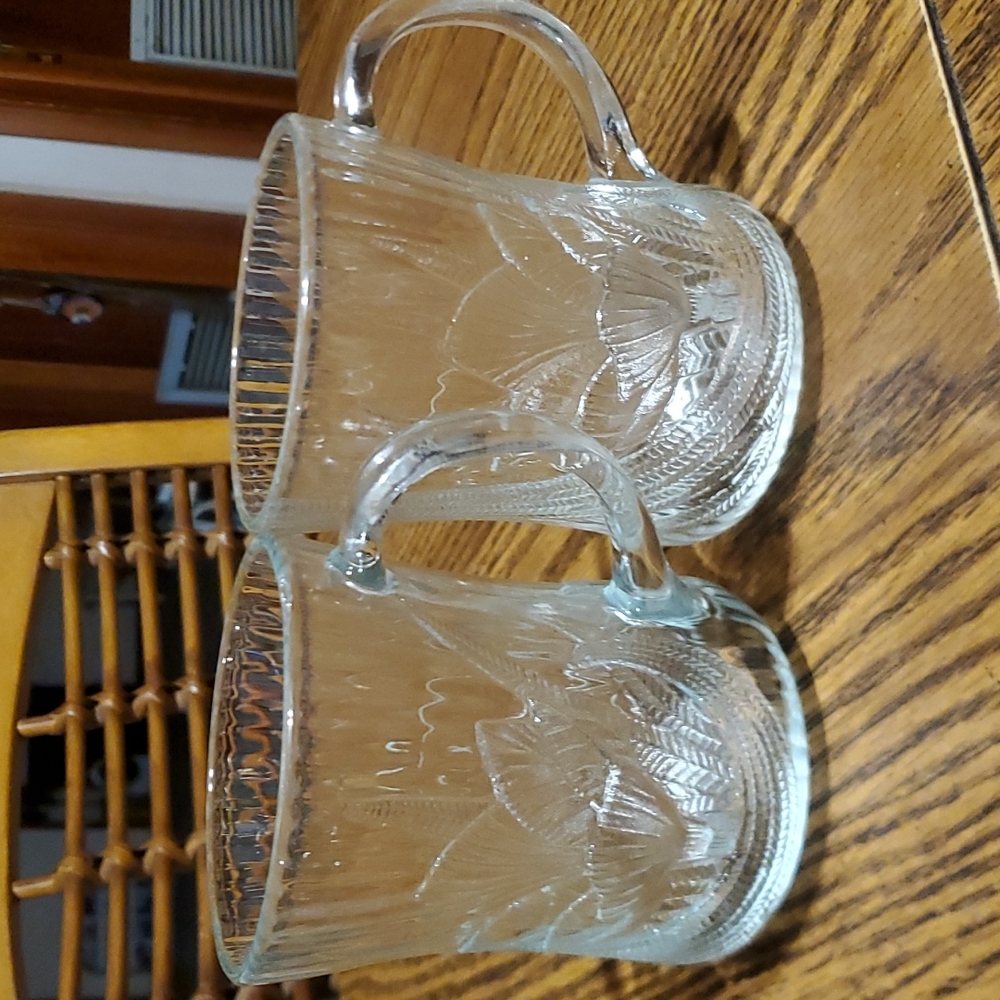 2 Vintage Arcoroc Canterbury Crocus Glassware Coffee Tea Mugs-EUC